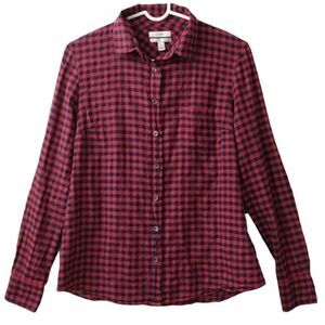 J. CREW Boy Fit Red Navy Check Long Sleeve Button Down Casual Shirt